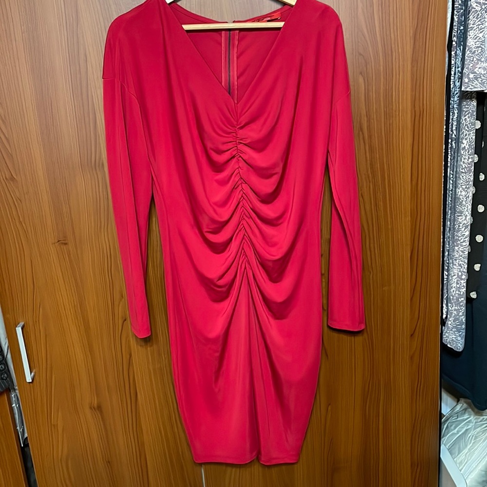 Narciso Rodriguez Red stretch dress with metal back zipper